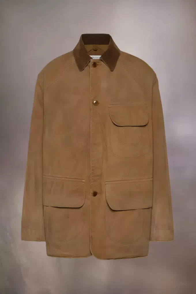 Corduroy kraag gewaxte jas
