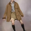 Corduroy kraag gewaxte jas