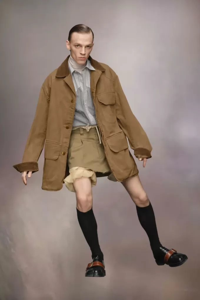 Corduroy kraag gewaxte jas