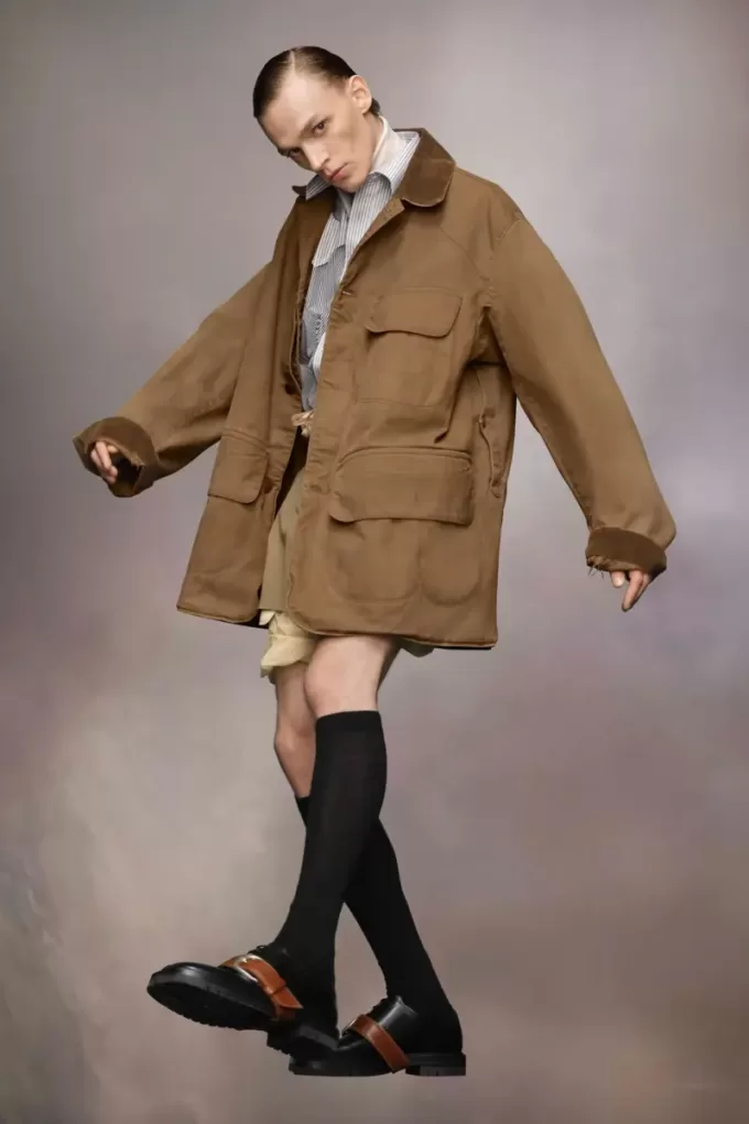 Corduroy kraag gewaxte jas
