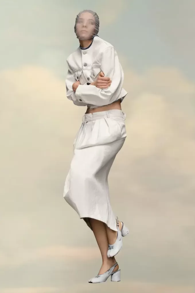 Denim geplooide rok