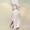 Denim geplooide rok