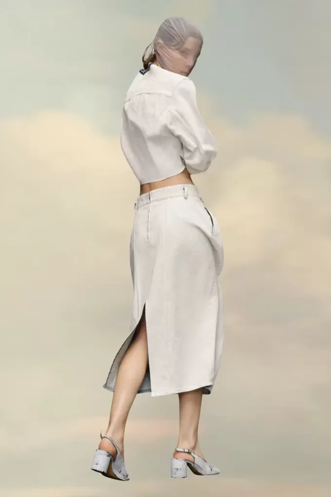 Denim geplooide rok