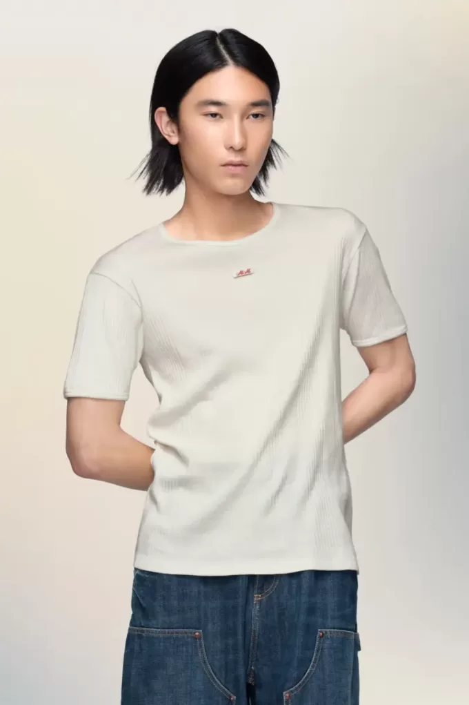 Geribbeld katoenen T-shirt