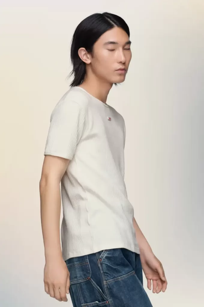 Geribbeld katoenen T-shirt