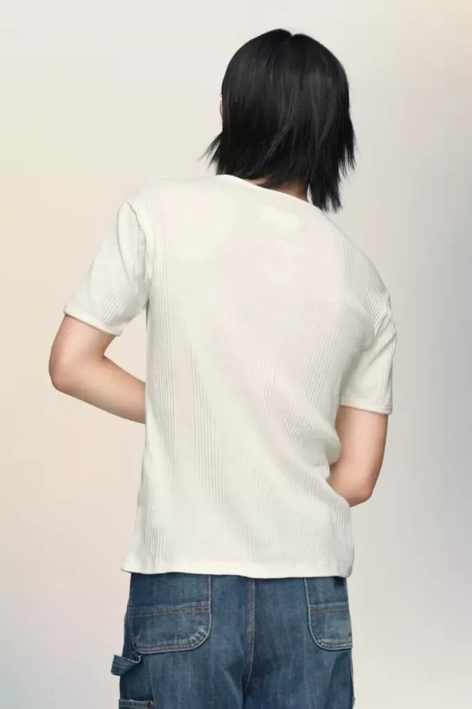 Geribbeld katoenen T-shirt