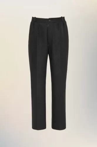 Gevilte wollen broek met rechte pijpen