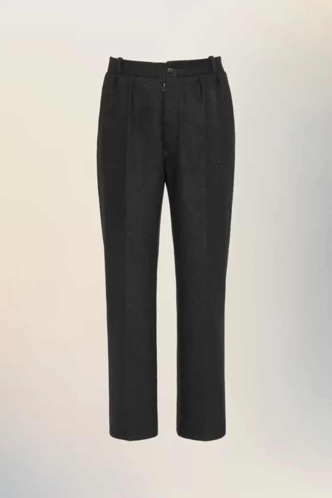Gevilte wollen broek met rechte pijpen