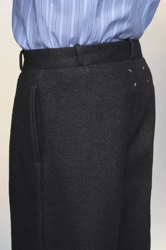 Gevilte wollen broek met rechte pijpen