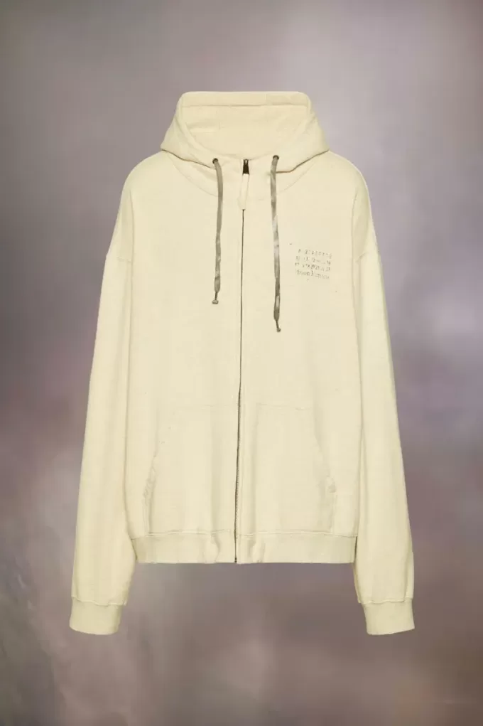 Hoodie met stempellogo en rits