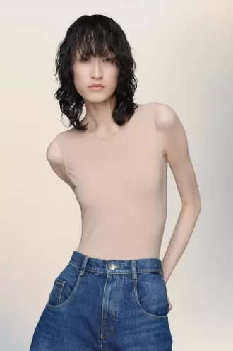 Mouwloos bodysuit van technische jersey