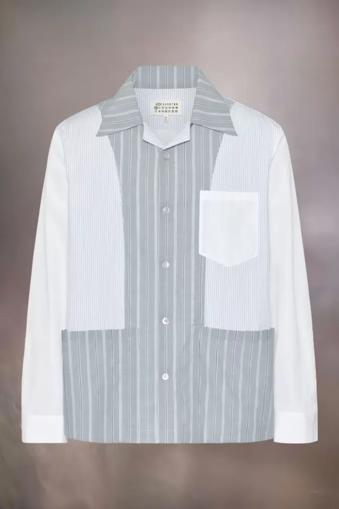 Patchwork krijtstreep shirt