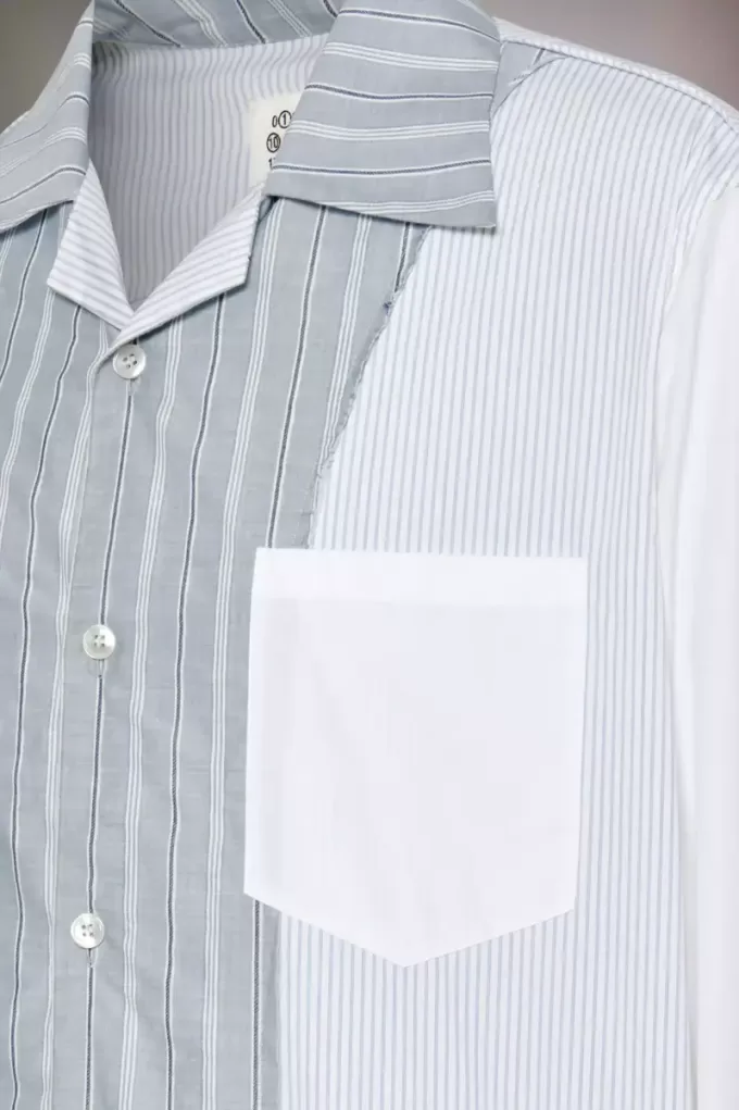 Patchwork krijtstreep shirt
