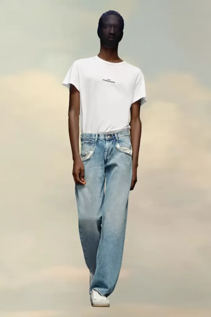 Rechte jeans met contrasterende zakken