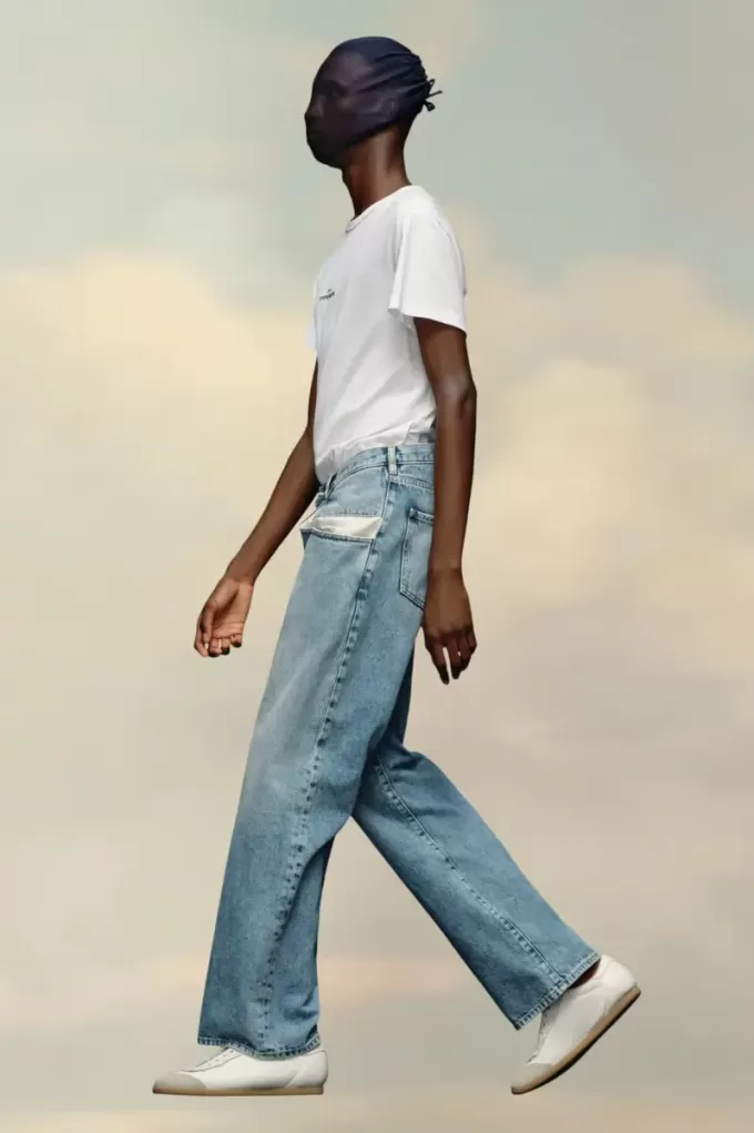 Rechte jeans met contrasterende zakken