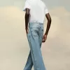 Rechte jeans met contrasterende zakken