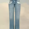 Rechte jeans met contrasterende zakken