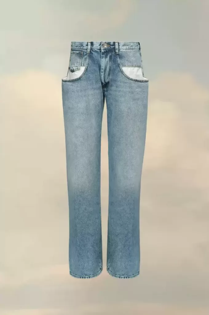 Rechte jeans met contrasterende zakken