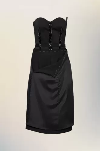 Strapless midi-jurk