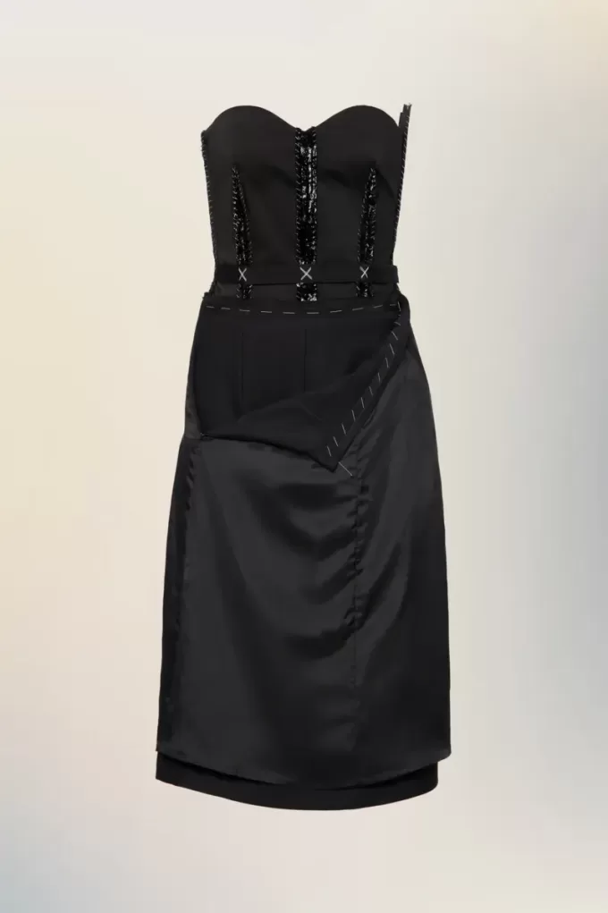 Strapless midi-jurk