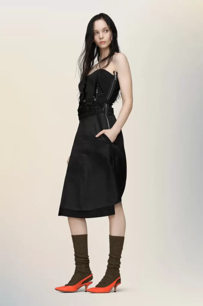 Strapless midi-jurk