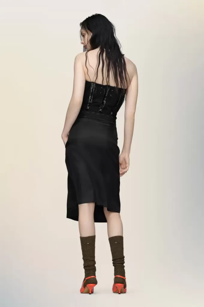 Strapless midi-jurk