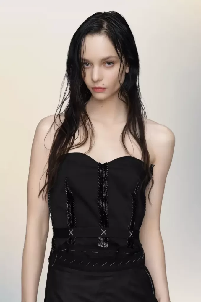 Strapless midi-jurk