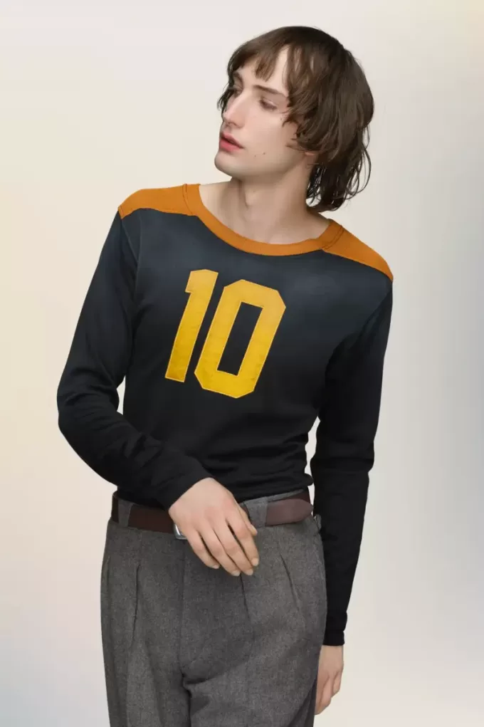Varsity-t-shirt met lange mouwen