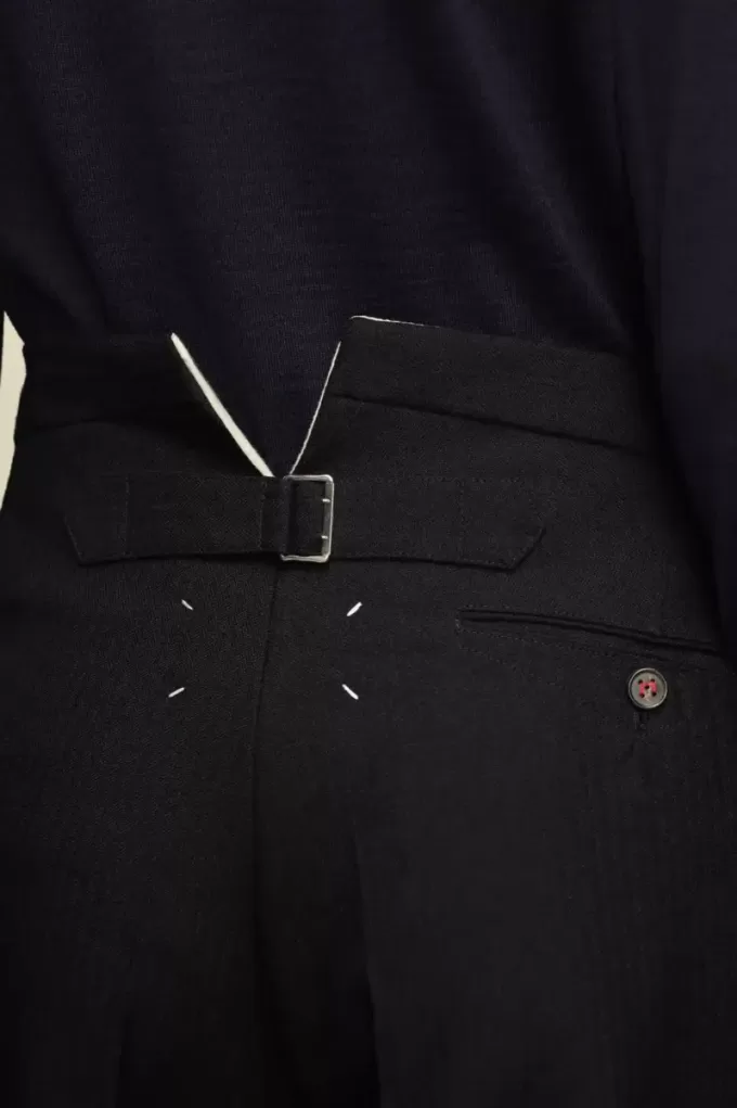 Visgraat wollen geplooide broek